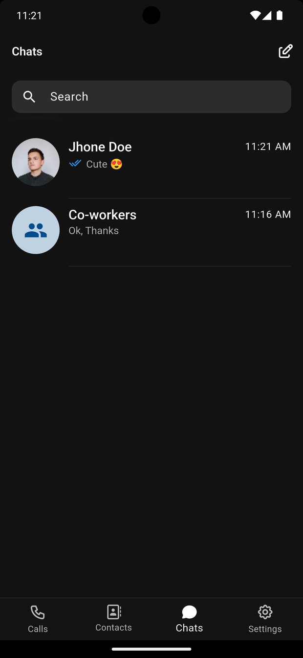 Carrier Messaging app chat list on mobile — HiCloud